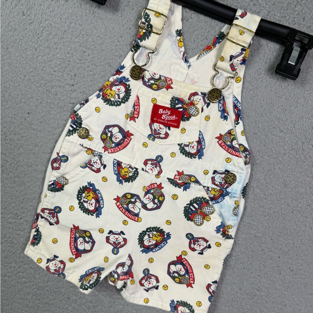 Kids Vintage OshKosh Baby B'Gosh Overalls AOP Tennis‎ Dog overalls Shortalls
